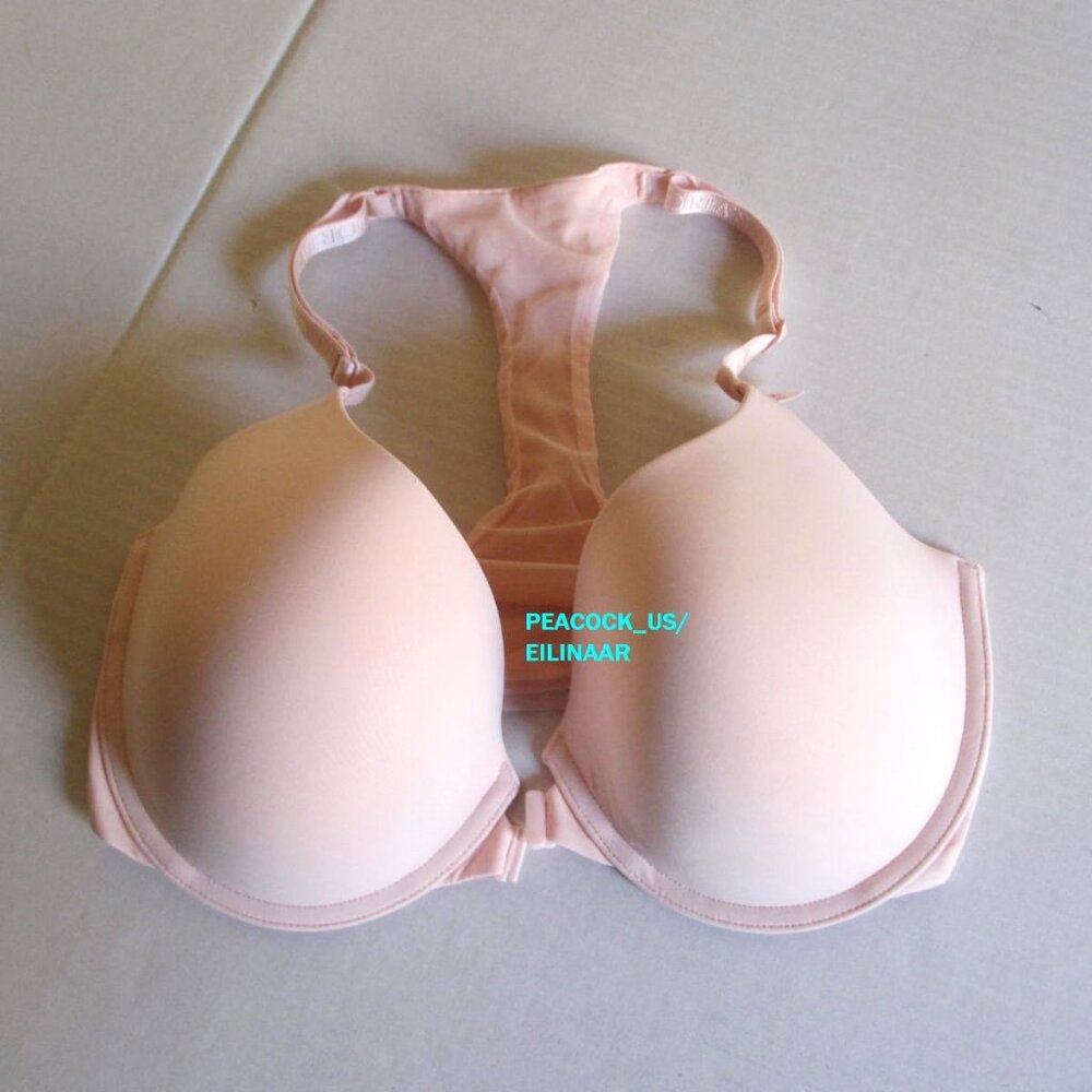 VICTORIA SECRET T-Shirt Lightly Lined Demi Bra 34DD Front Close Pink Smooth